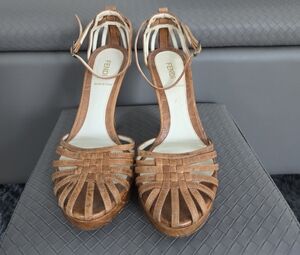 Fendi Tan Heeled Strappy Shoes